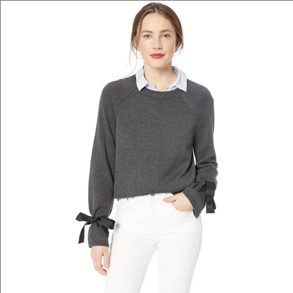 NWOT J. Crew Mercantile Gray Ribbon Tie Sweater